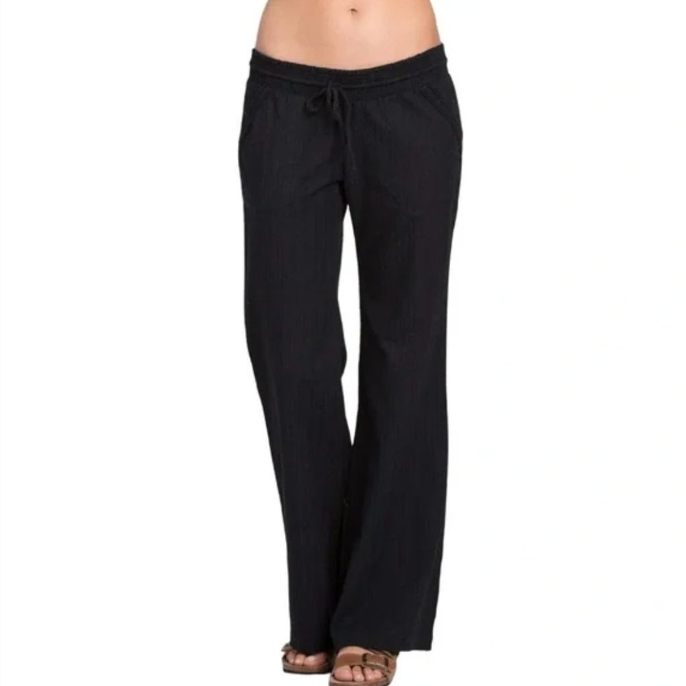 Beach Pants Billabong Waves for Us Black 100%Cotton Wide Leg Pants
